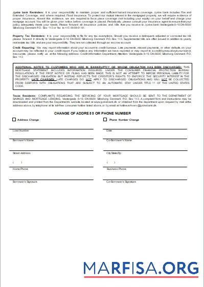 Blank Denmark Jyske bank mortgage statement, 3 pages, 3 scr template